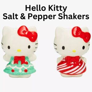 🎄Hello Kitty Ceramic Salt & Pepper Shaker Set – Christmas Edition!🎄